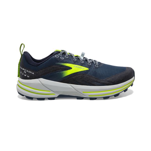 Brooks Cascadia 16 Men\'s Trail Running Shoes Navy Yellow Grey | ZA-FYH475639