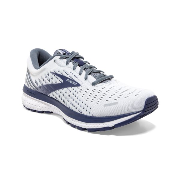 Brooks Ghost 13 Men's Road Running Shoes White Grey Navy | ZA-LJC576218