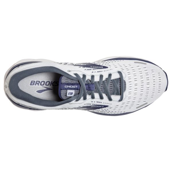 Brooks Ghost 13 Men's Road Running Shoes White Grey Navy | ZA-LJC576218