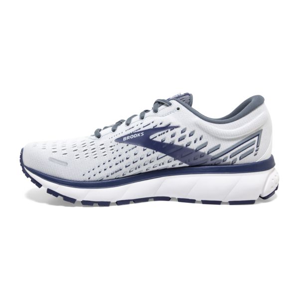 Brooks Ghost 13 Men's Road Running Shoes White Grey Navy | ZA-LJC576218