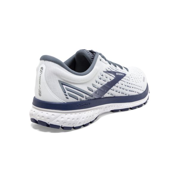 Brooks Ghost 13 Men's Road Running Shoes White Grey Navy | ZA-LJC576218