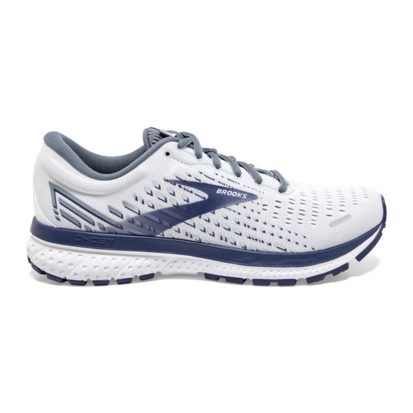 Brooks Ghost 13 Men\'s Road Running Shoes White Grey Navy | ZA-LJC576218