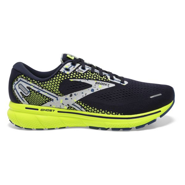 Brooks Ghost 14 Men\'s Road Running Shoes Navy Grey Yellow | ZA-CLJ698741