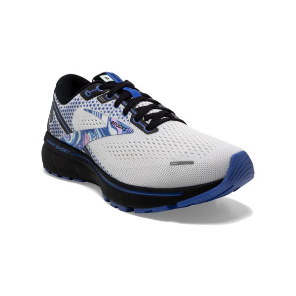 Brooks Ghost 14 Men's Road Running Shoes White Black Blue | ZA-QYM014358