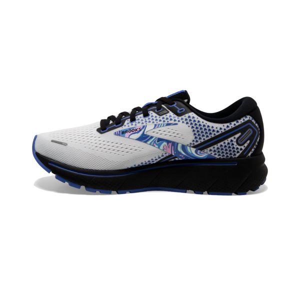 Brooks Ghost 14 Men's Road Running Shoes White Black Blue | ZA-QYM014358