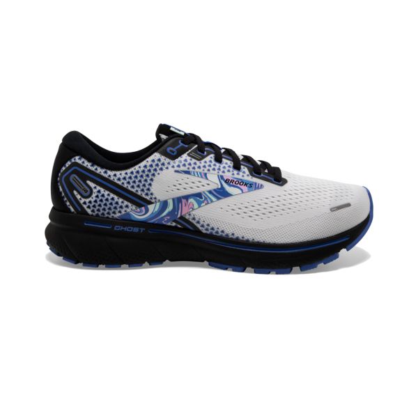 Brooks Ghost 14 Men\'s Road Running Shoes White Black Blue | ZA-QYM014358