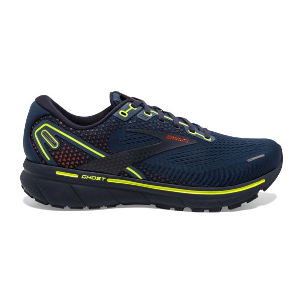 Brooks Ghost 14 Men\'s Road Running Shoes Navy Yellow Orange | ZA-RVJ913208