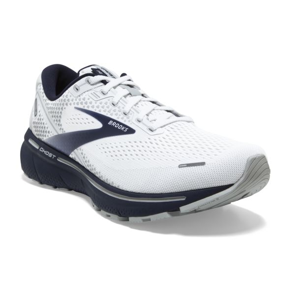 Brooks Ghost 14 Men's Road Running Shoes White Grey Navy | ZA-SIM037681