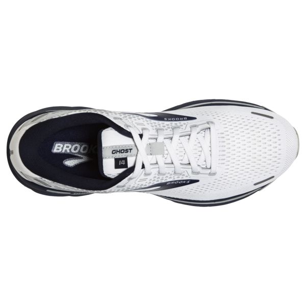 Brooks Ghost 14 Men's Road Running Shoes White Grey Navy | ZA-SIM037681