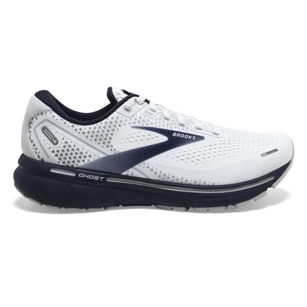 Brooks Ghost 14 Men\'s Road Running Shoes White Grey Navy | ZA-SIM037681