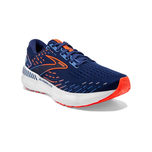 Brooks Glycerin GTS 20 Men's Road Running Shoes Blue Orange White | ZA-BZV530982