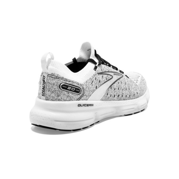 Brooks Glycerin StealthFit 20 Men's Road Running Shoes White Grey Black | ZA-UYR697405