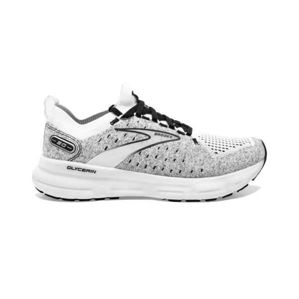 Brooks Glycerin StealthFit 20 Men\'s Road Running Shoes White Grey Black | ZA-UYR697405