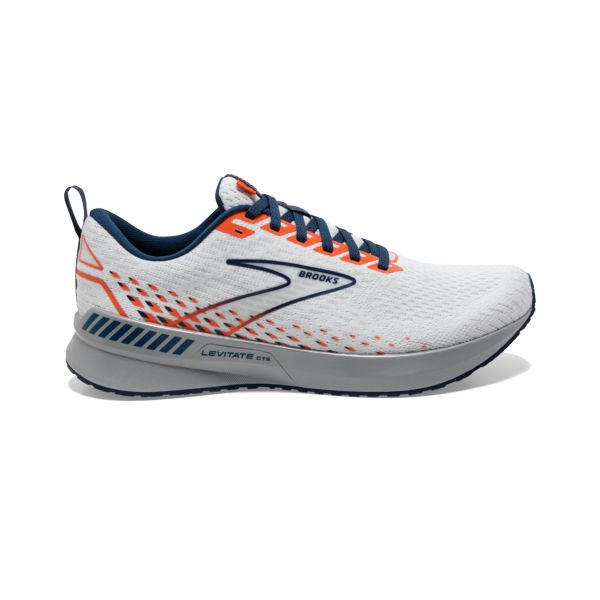 Brooks Levitate GTS 5 Men\'s Road Running Shoes White Blue Orange | ZA-PHY945372