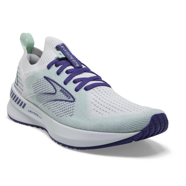 Brooks Levitate StealthFit GTS 5 Women's Road Running Shoes White Navy Blue | ZA-YPU470215