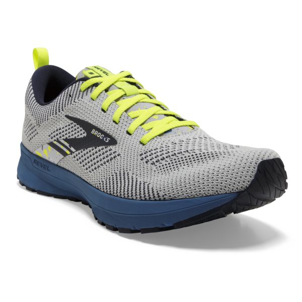 Brooks Revel 5 Men's Road Running Shoes Grey Yellow Blue | ZA-GIS872164