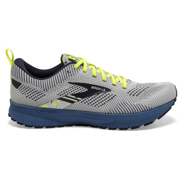 Brooks Revel 5 Men\'s Road Running Shoes Grey Yellow Blue | ZA-GIS872164