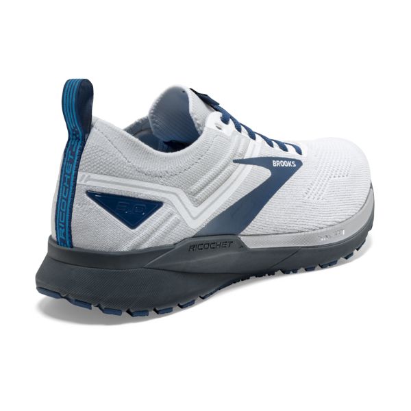 Brooks Ricochet 3 Men's Road Running Shoes White Grey Blue | ZA-QEF293164