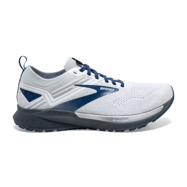 Brooks Ricochet 3 Men\'s Road Running Shoes White Grey Blue | ZA-QEF293164